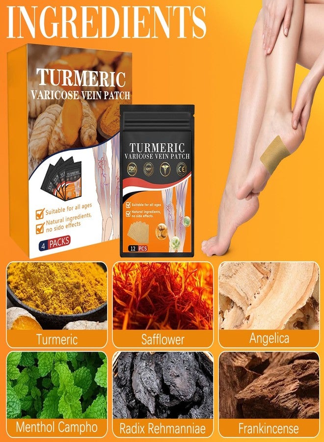 Wanban 48 PCS Turmeric Varicose Vein Patch Natural Relief Treatment for Legs, Spider Varicose Vein Patch - Image 5